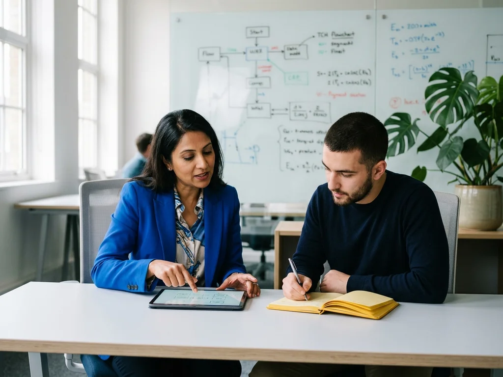 Des experts en SEO collaborent sur une analyse technique lors d'une session de certification professionnelle.